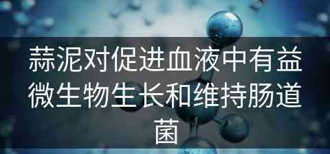 蒜泥对促进血液中有益微生物生长和维持肠道菌